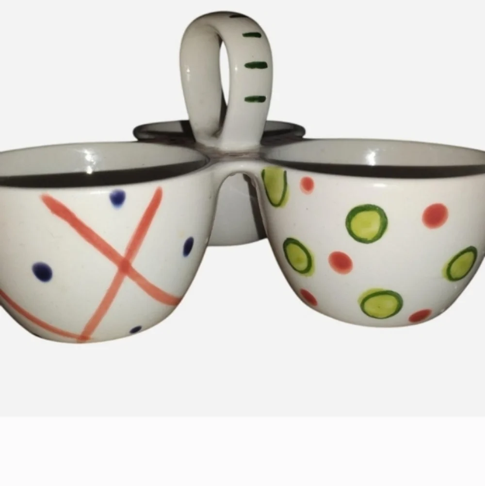 Hand-Painted Ceramic Triple Bowl Set